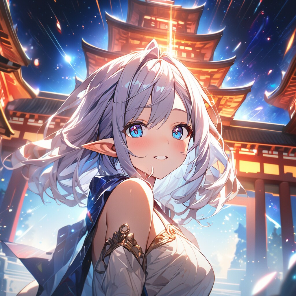 微笑むエルフの少女