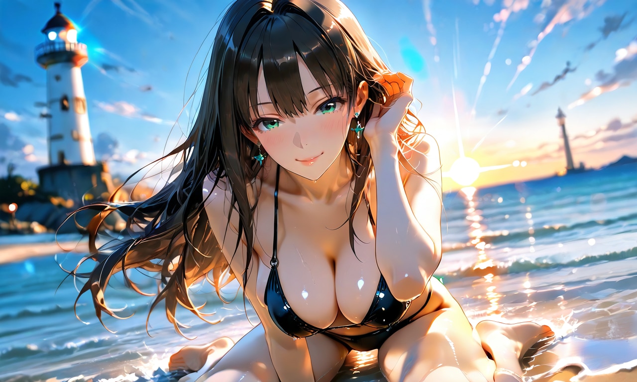渋谷凛、クールな顔でビキニは大胆な夏の浜辺