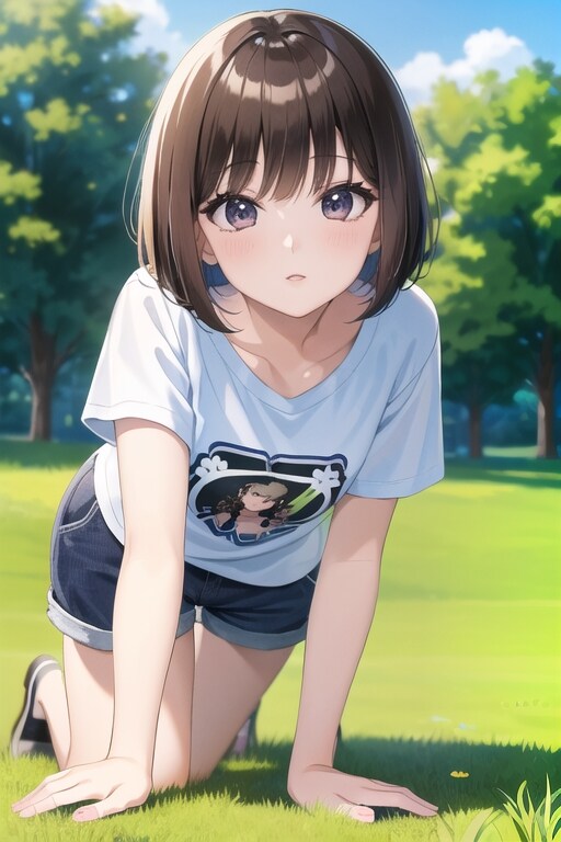公園黒髪娘804 | の人気AIイラスト・グラビア