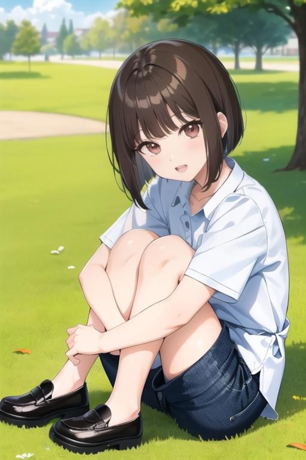 公園黒髪娘804
