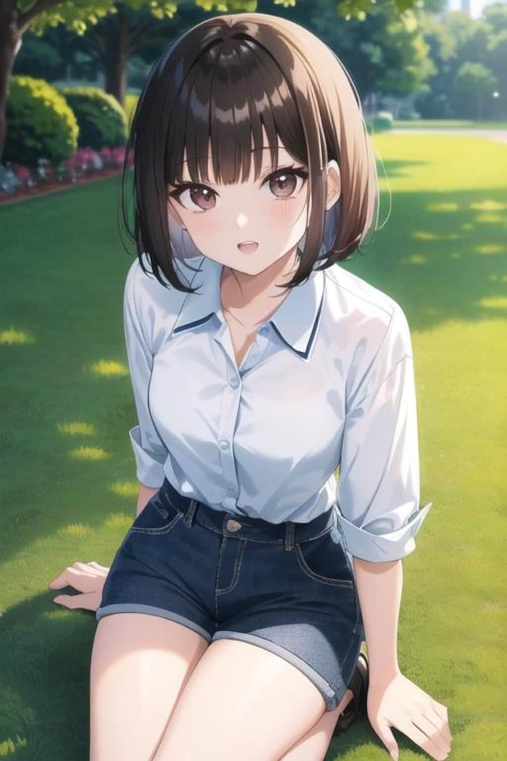 公園黒髪娘804