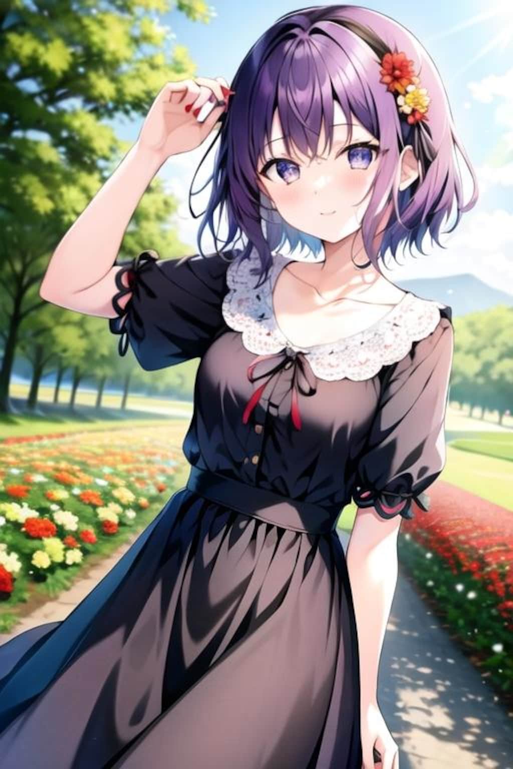 公園黒髪娘804