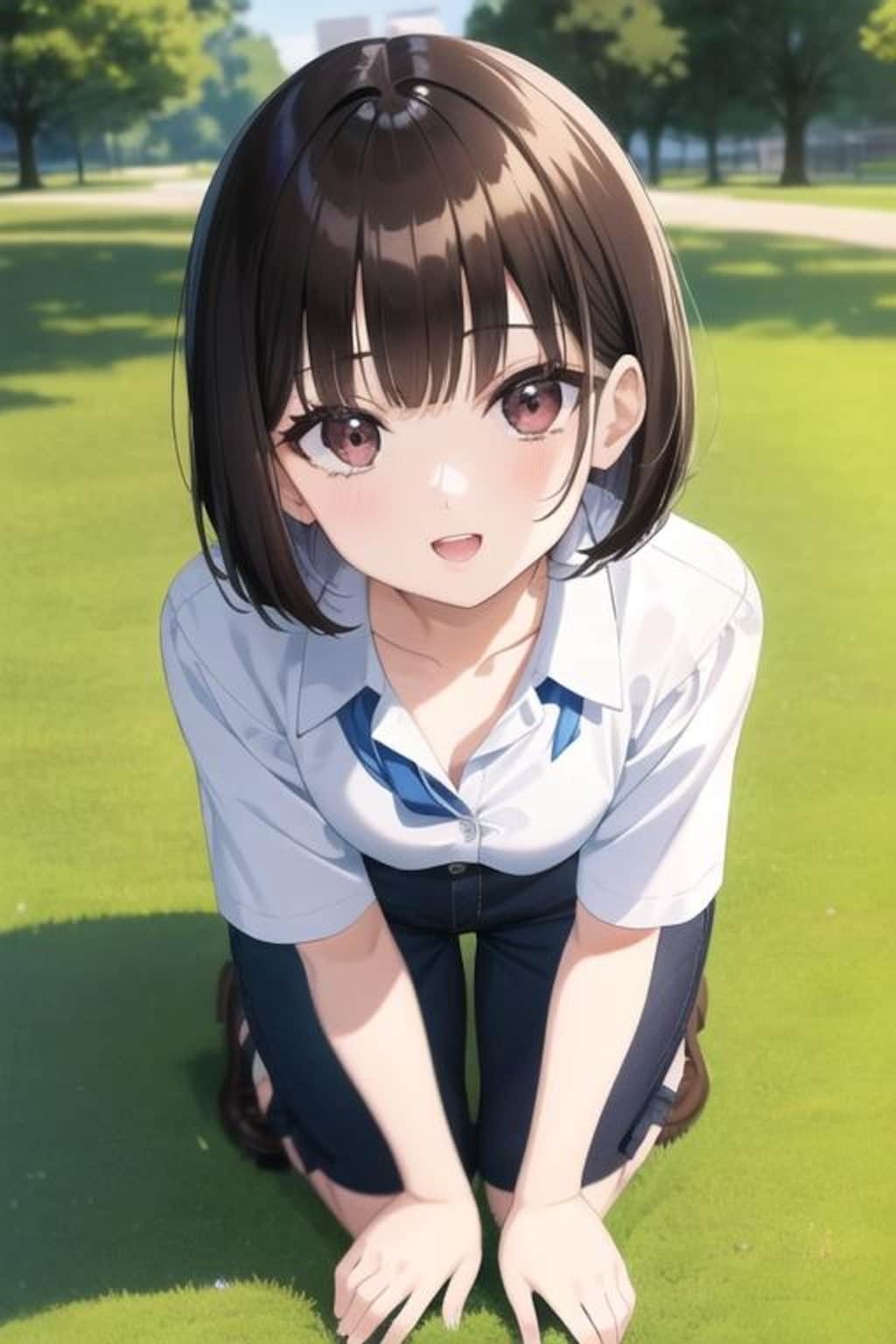 公園黒髪娘804