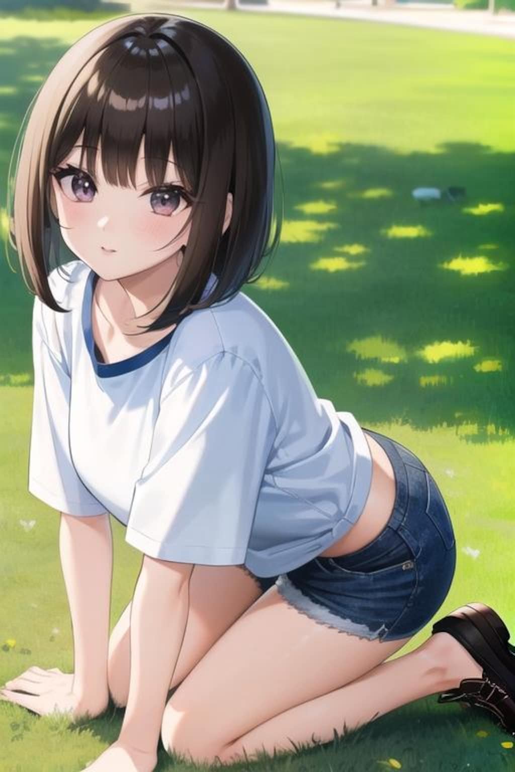 公園黒髪娘804