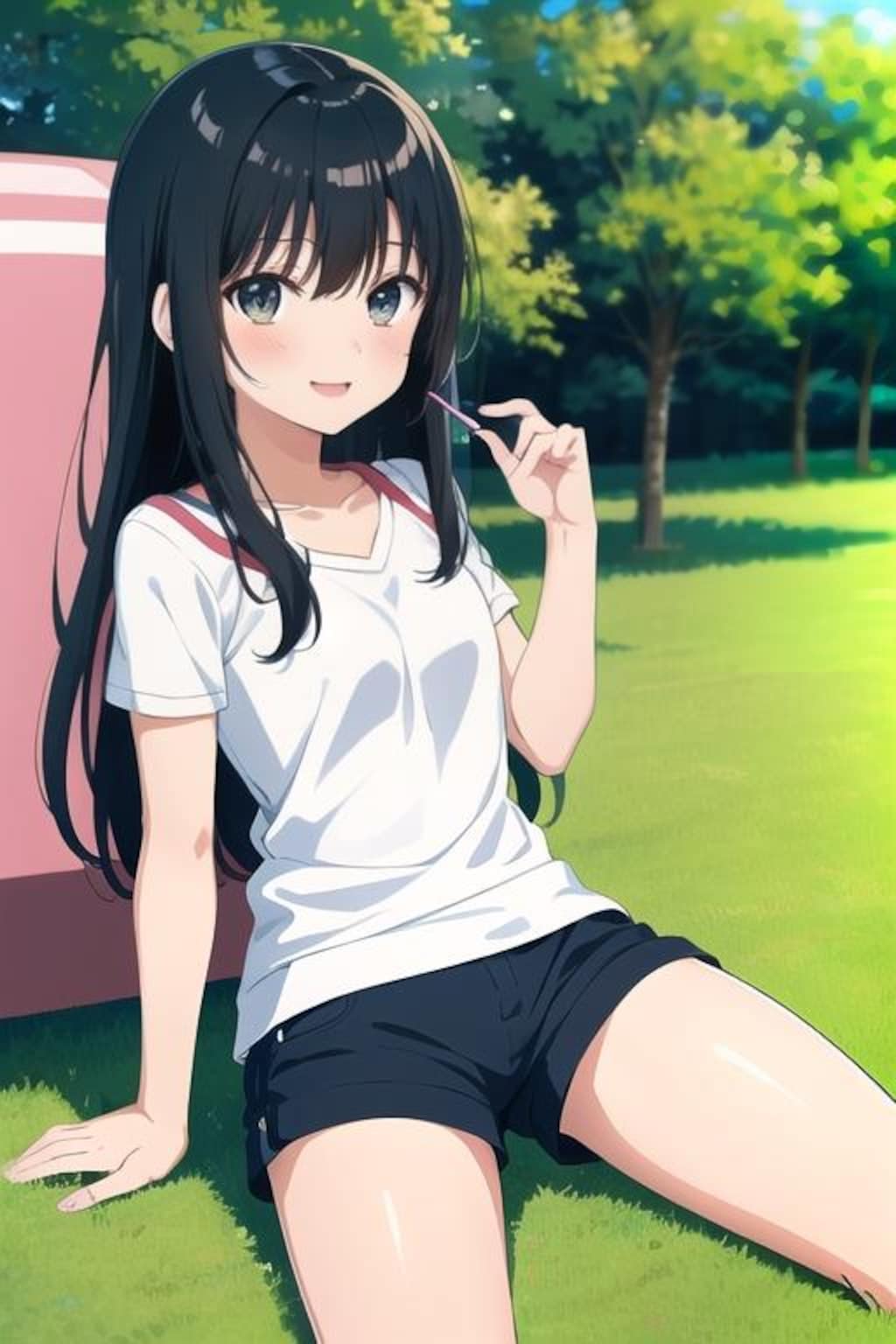 公園黒髪娘804