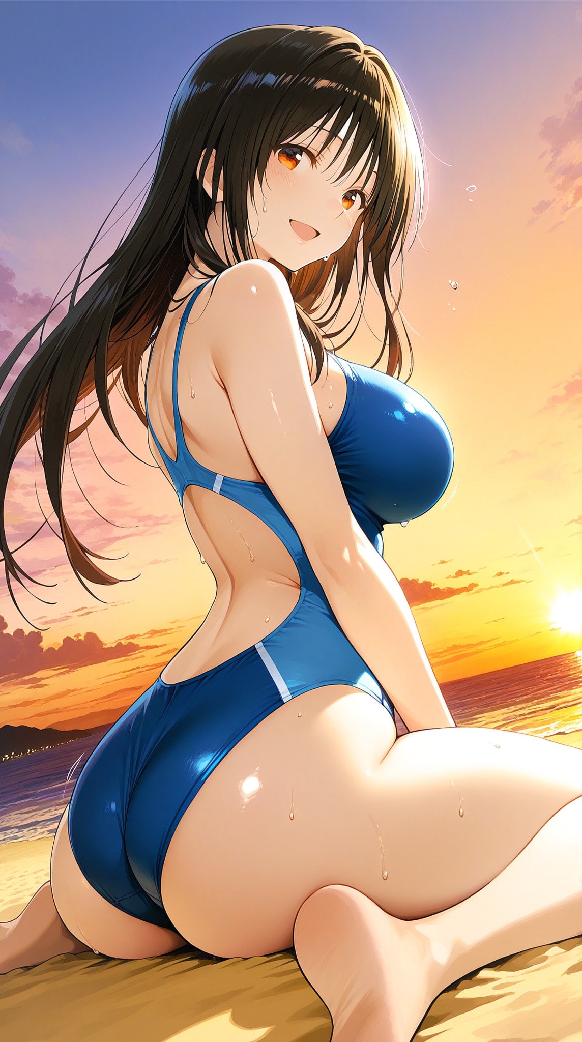 朝焼けと競水古手川さん