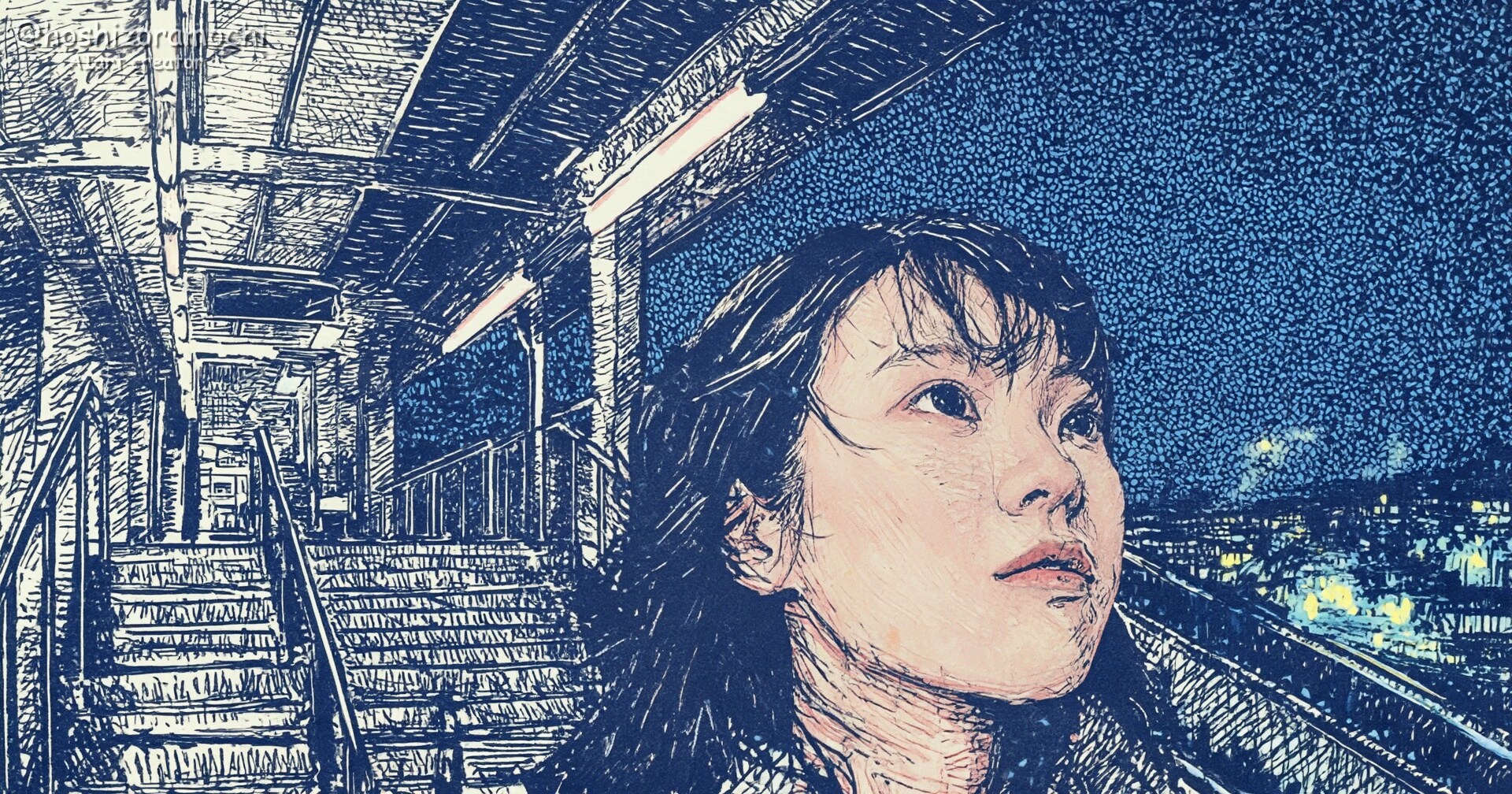 夜の駅で見上げる星✨