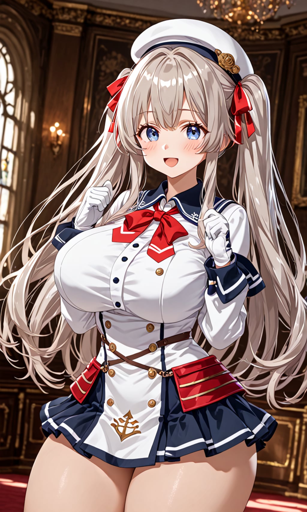 銀髪ツインテール美女