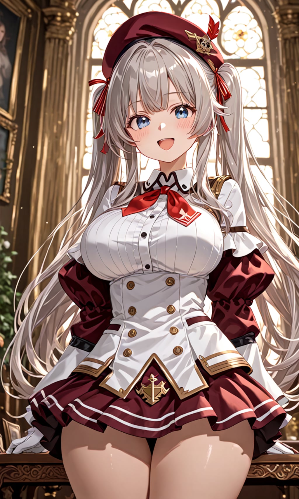 銀髪ツインテール美女