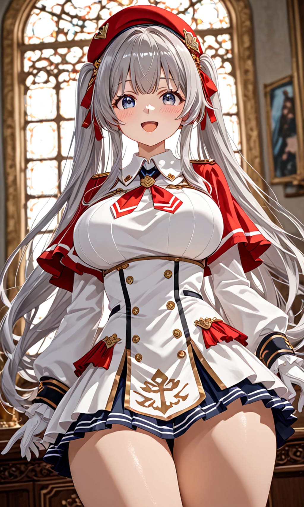 銀髪ツインテール美女