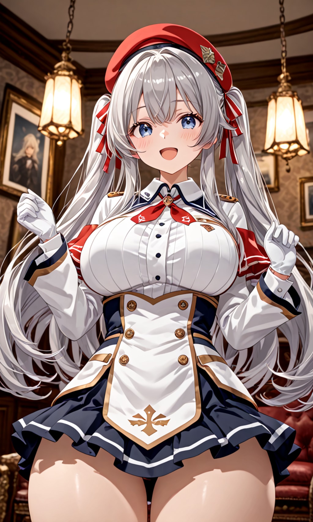 銀髪ツインテール美女