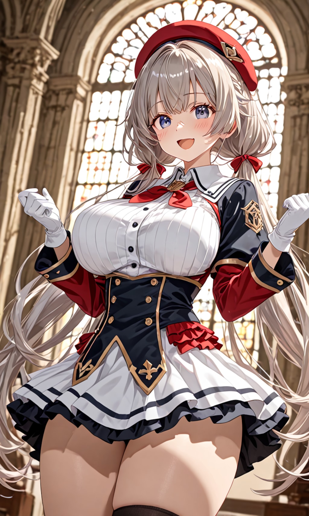 銀髪ツインテール美女