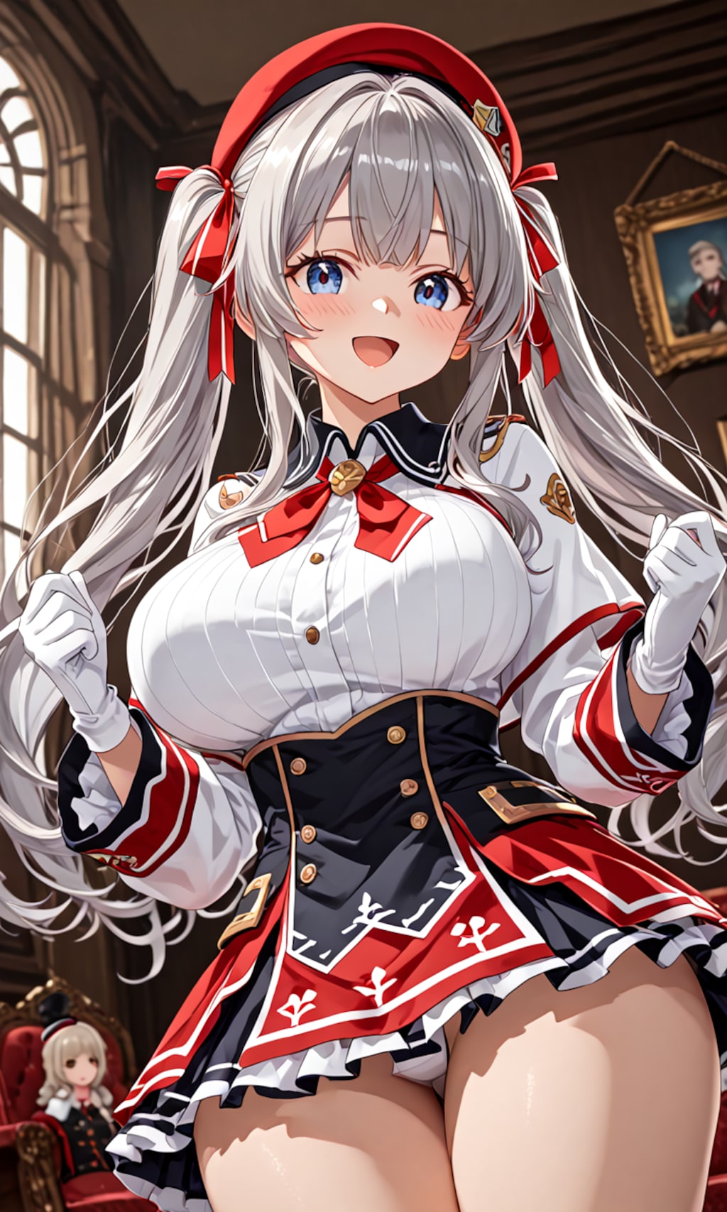 銀髪ツインテール美女