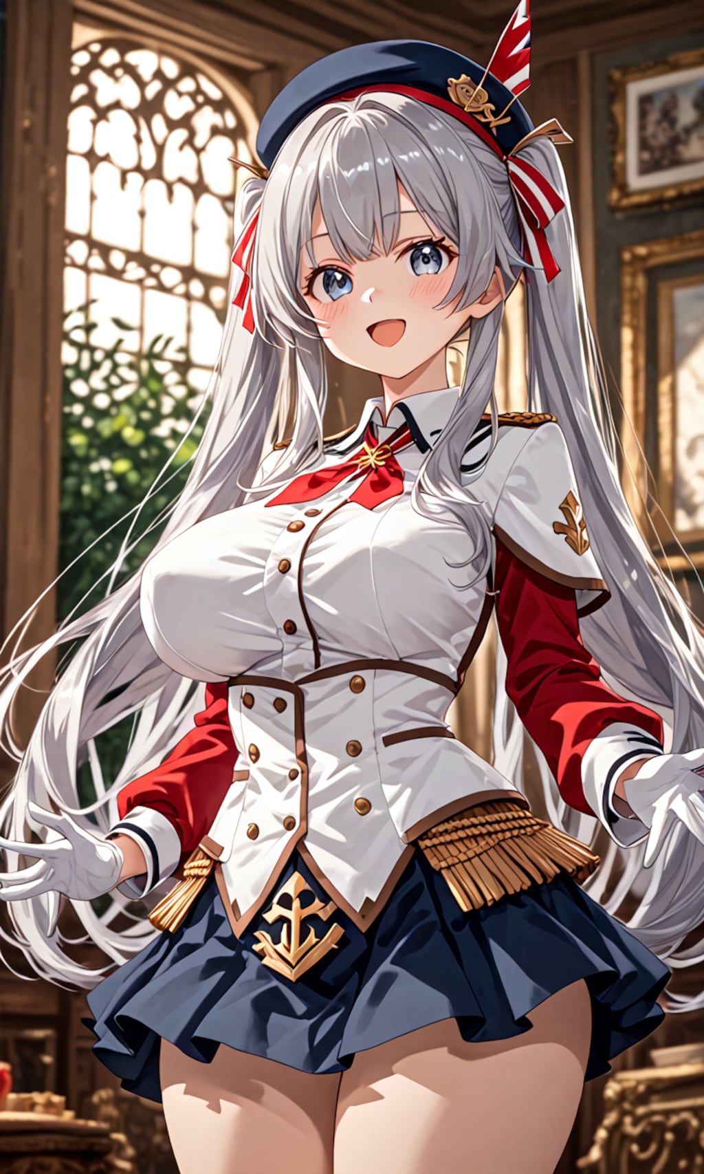 銀髪ツインテール美女