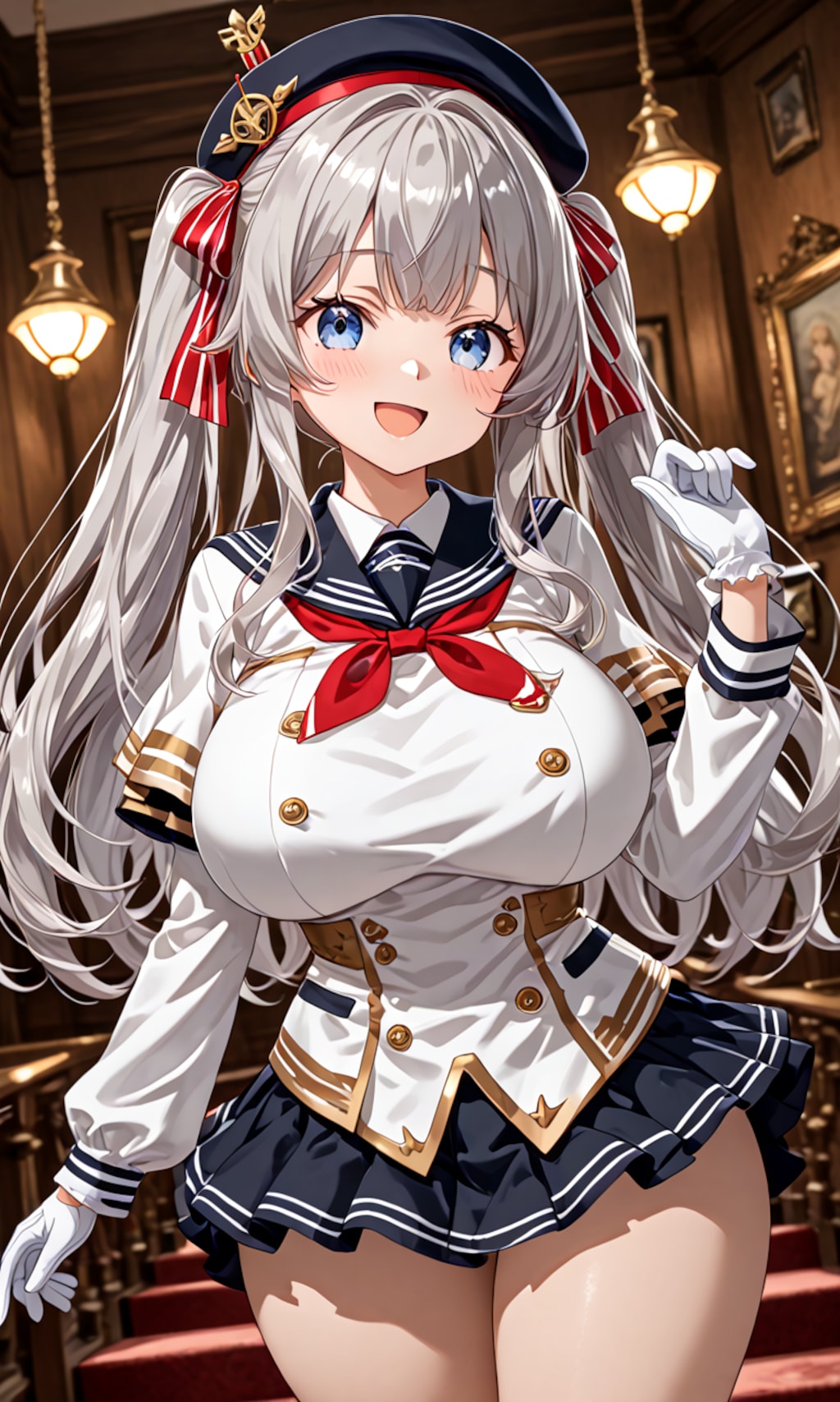 銀髪ツインテール美女