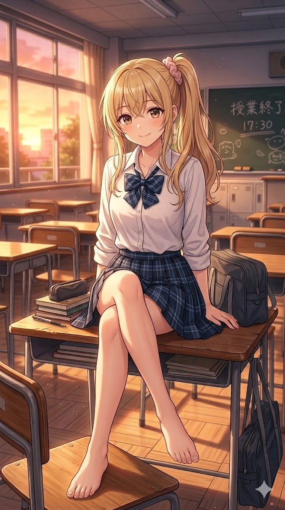 JKの脚と夕日
