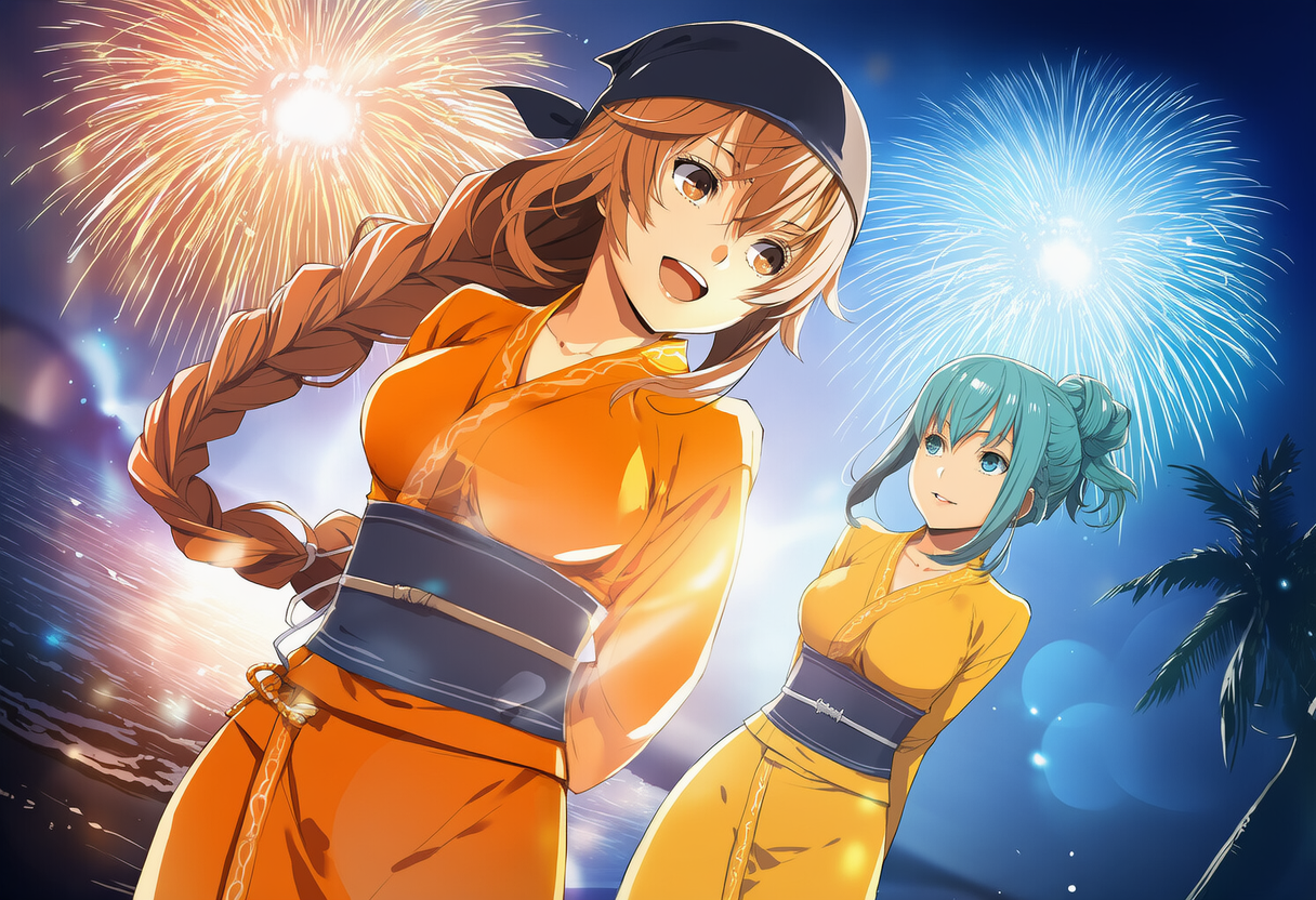 花火の下