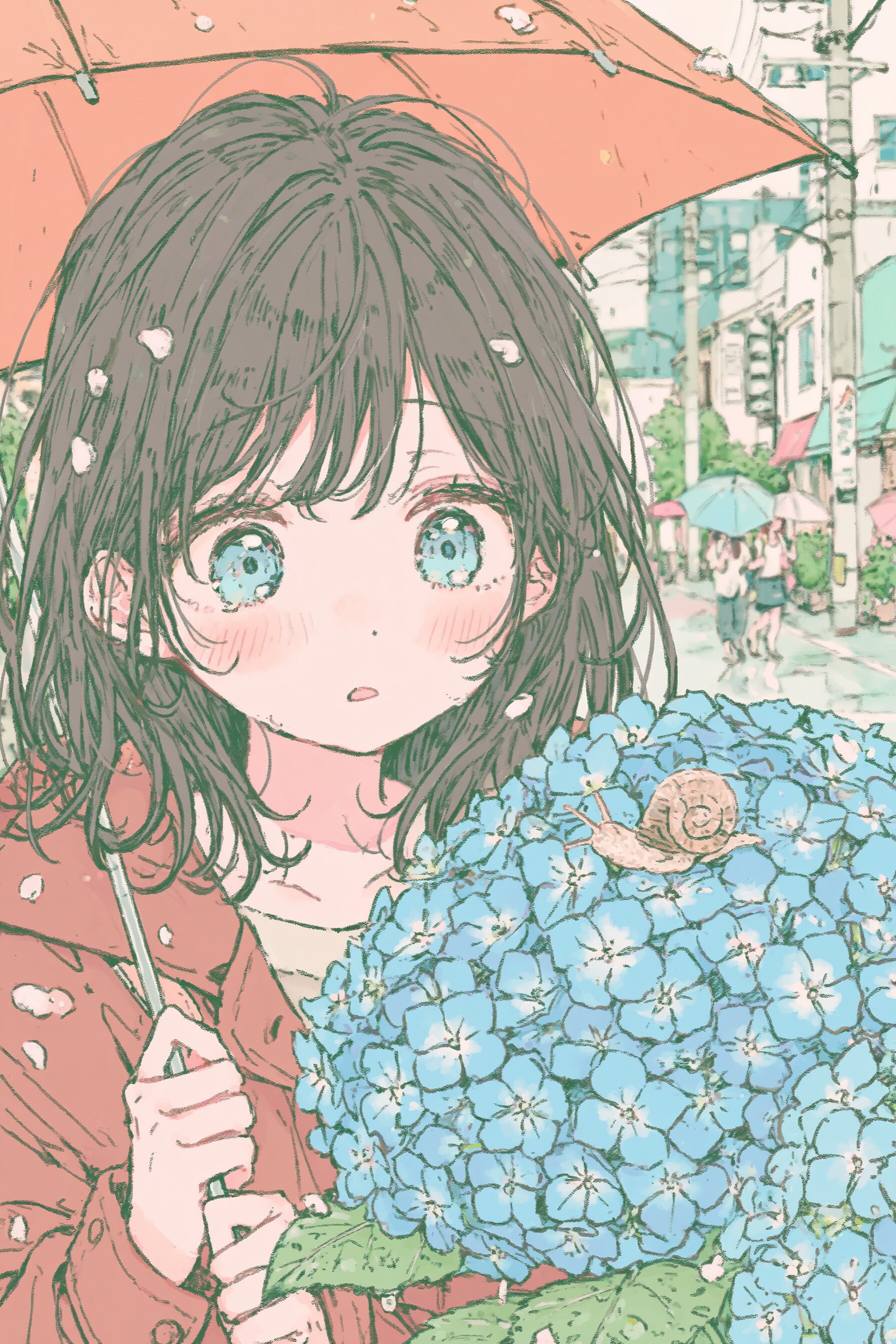 アジサイとカタツムリ