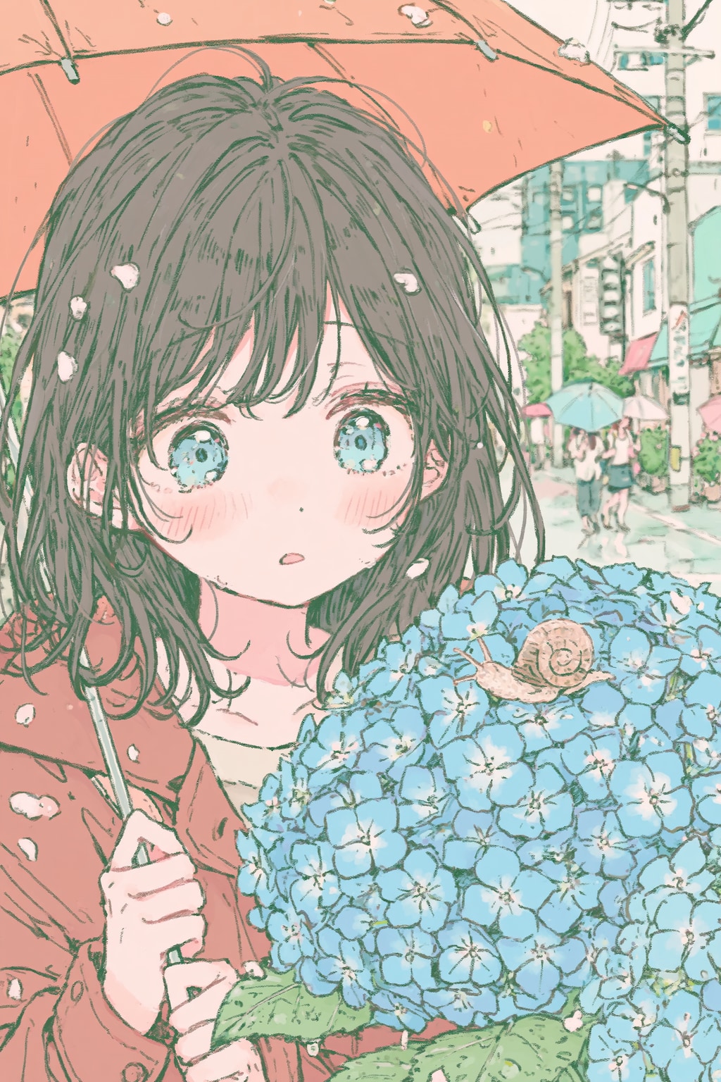 アジサイとカタツムリ
