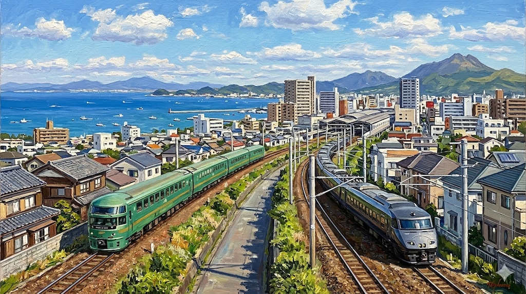 海が見える（別府湾）