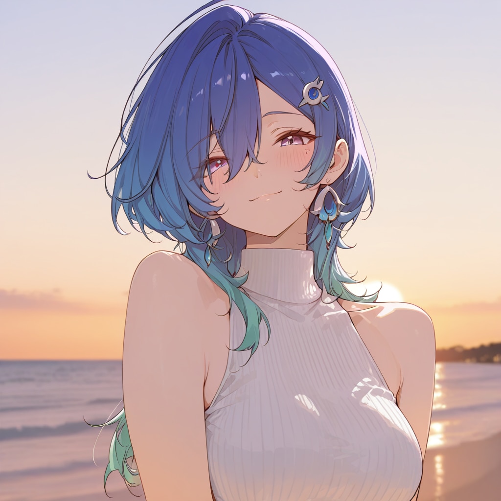 目が行くニット