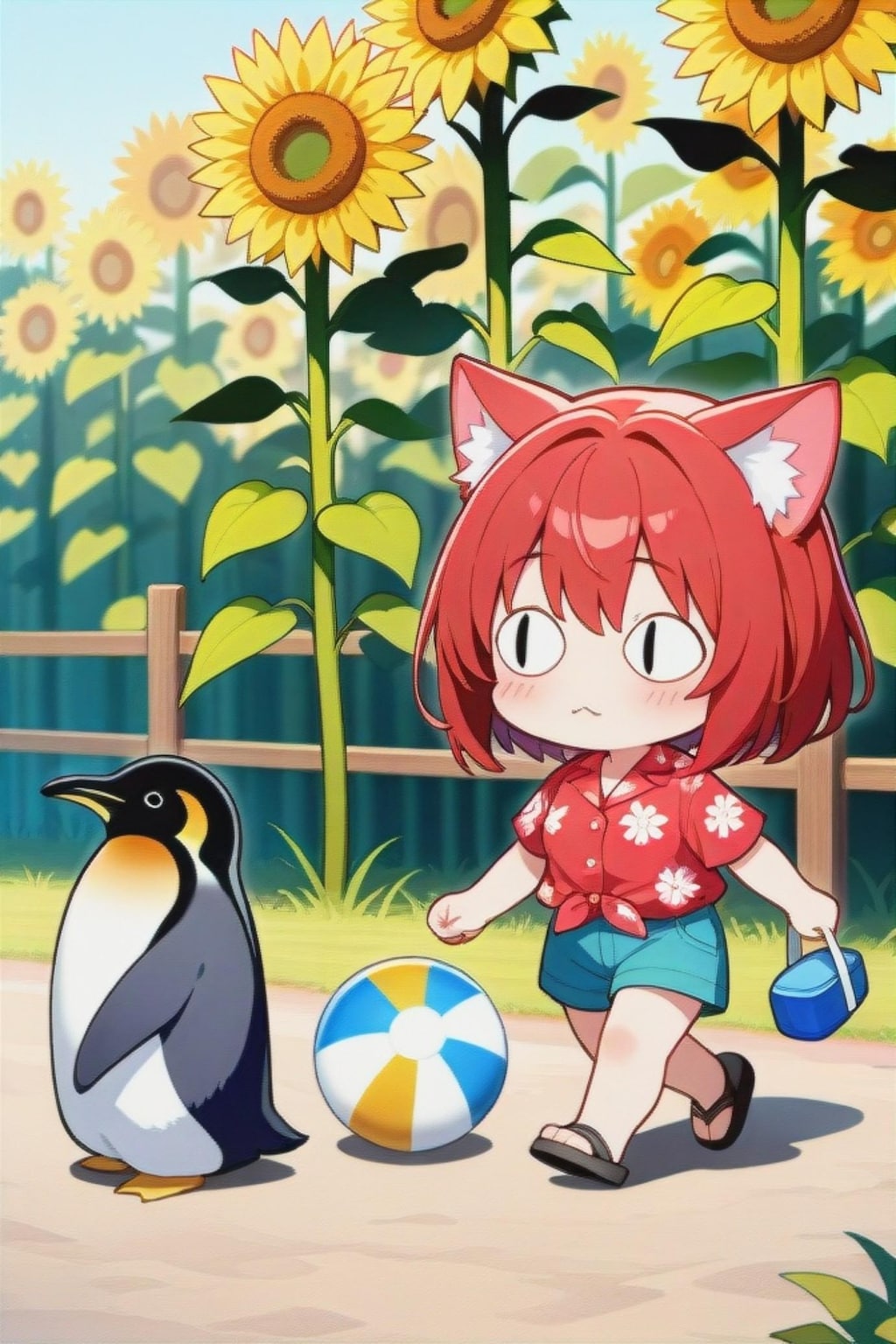 ペンギンと赤髪ちゃん