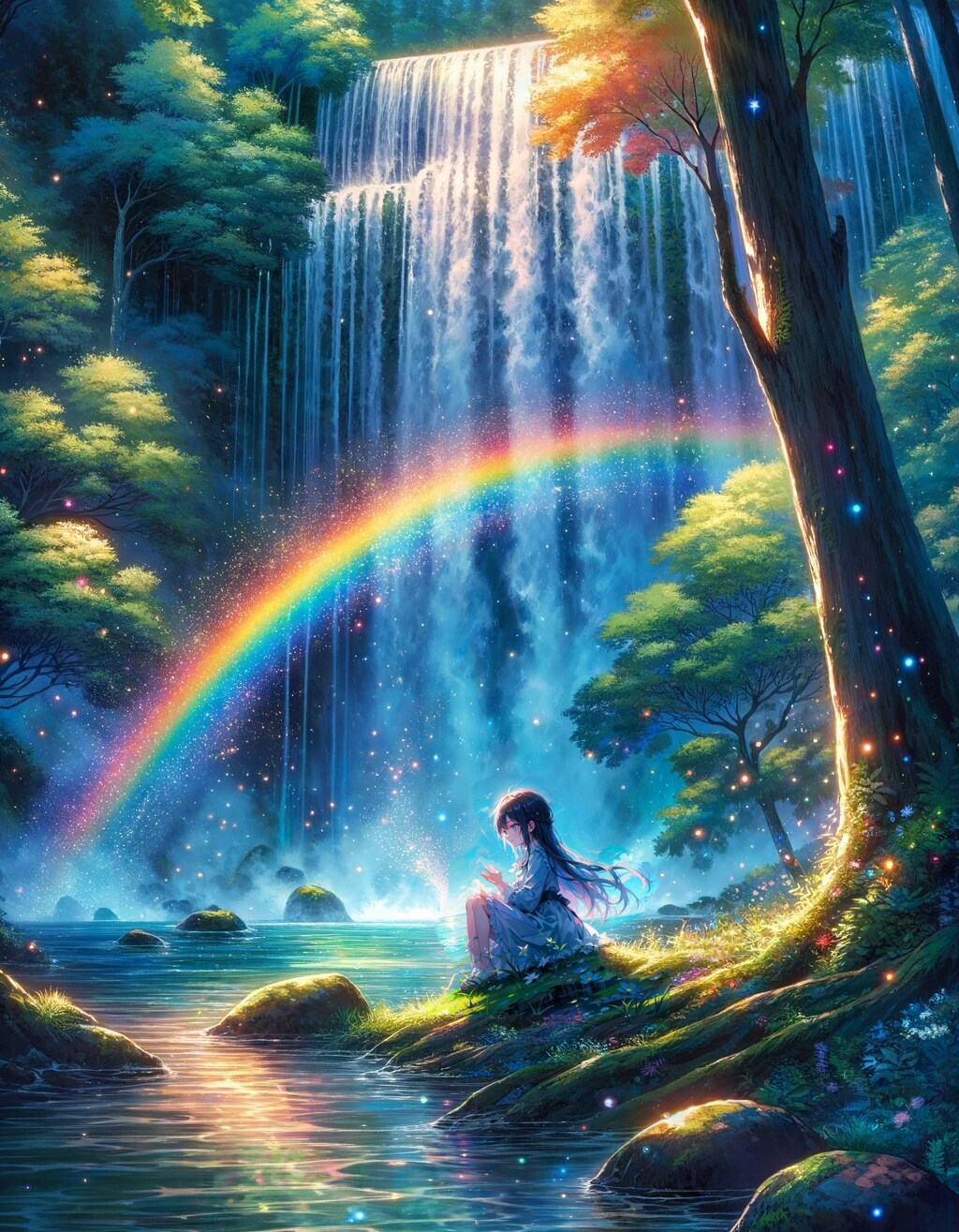 Rainbow waterfall