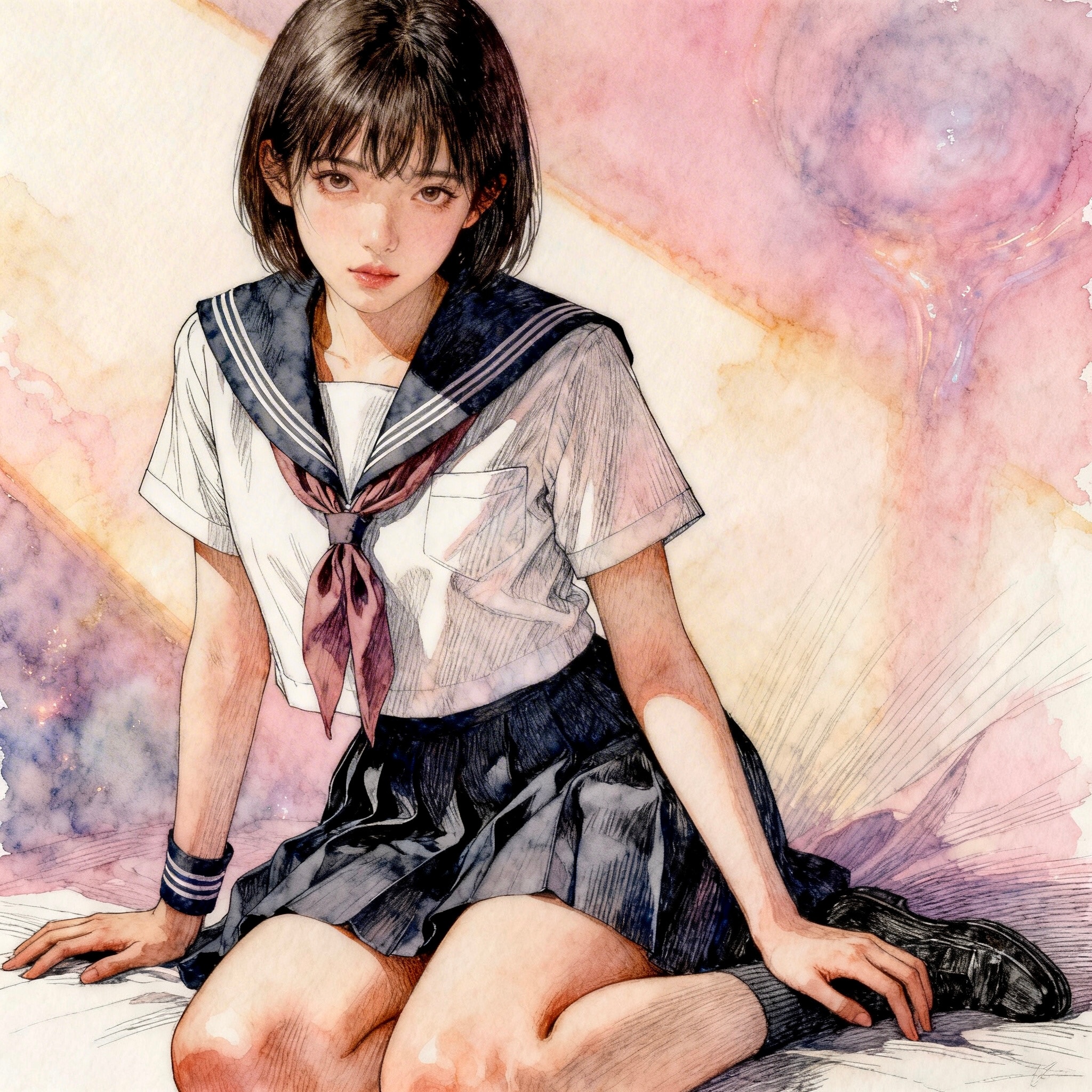 パステルピンクの少女