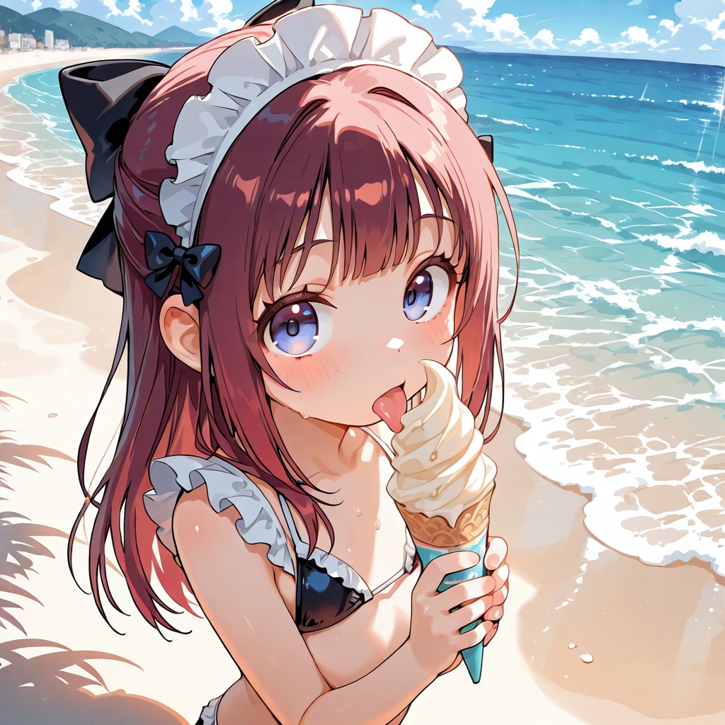 メイドちゃんとソフトクリーム