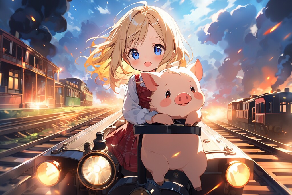 ぶたさんと汽車で