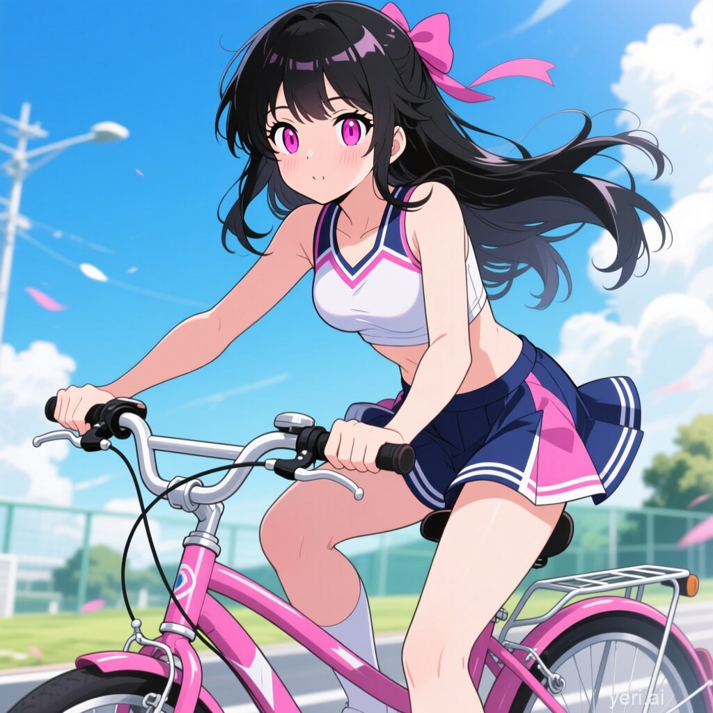 自転車に乗る板野ちゃん