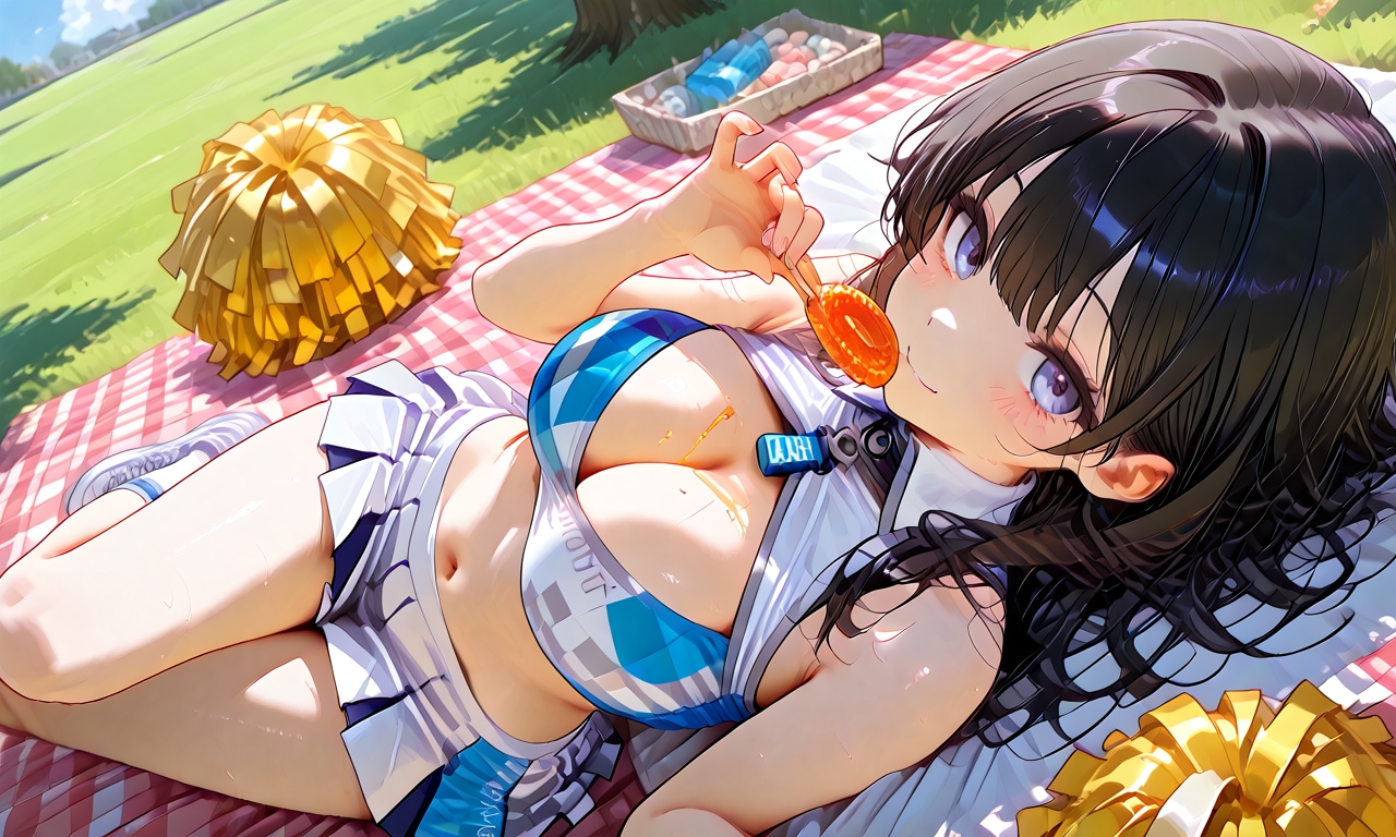 チアガールの少女とピクニック