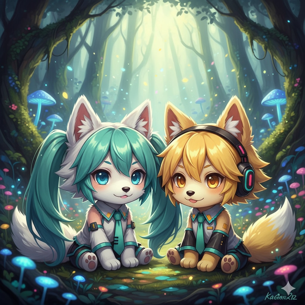 ちび狼 ミクちゃんとリンちゃん | の人気AIイラスト・グラビア