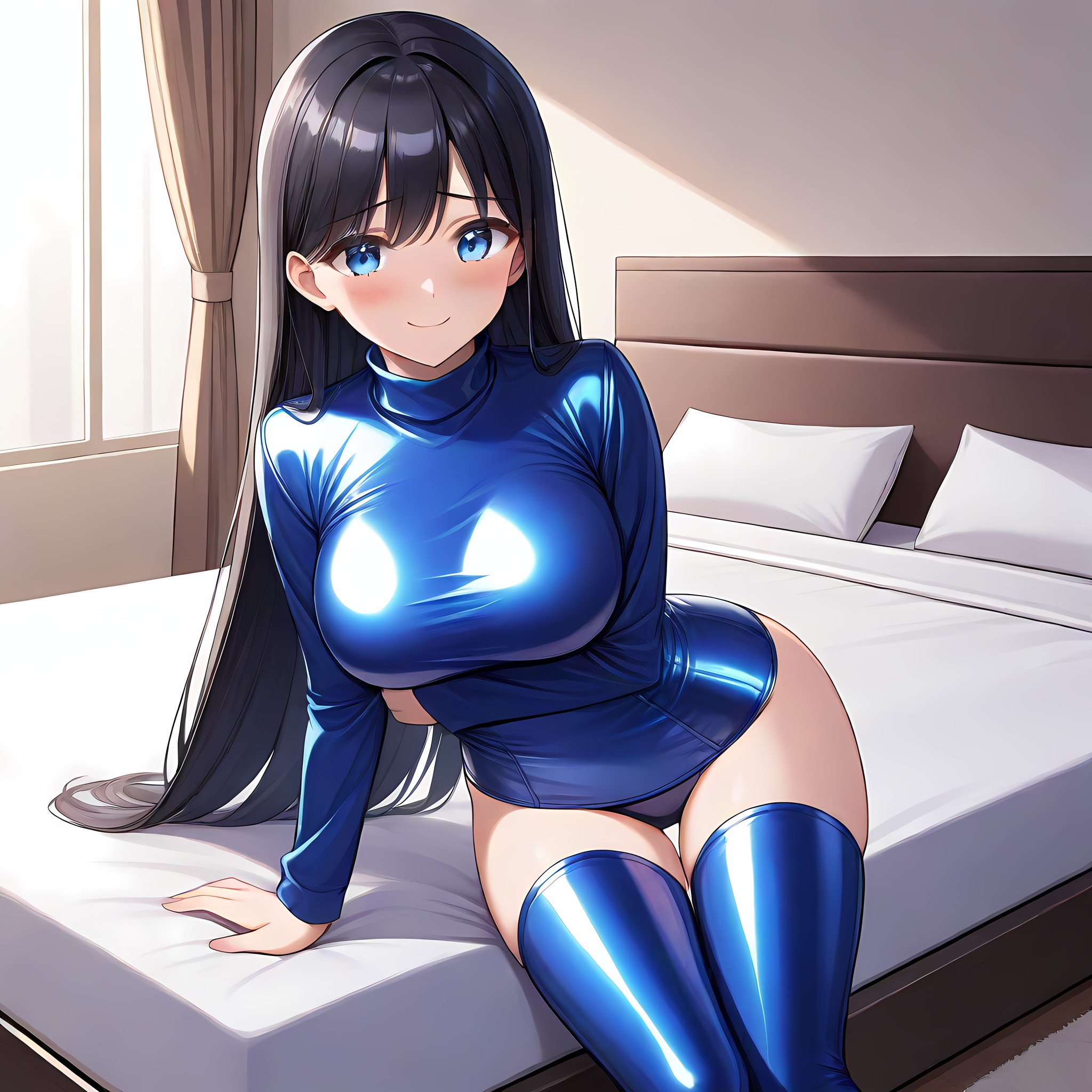 青レオタードサイハイソックス
