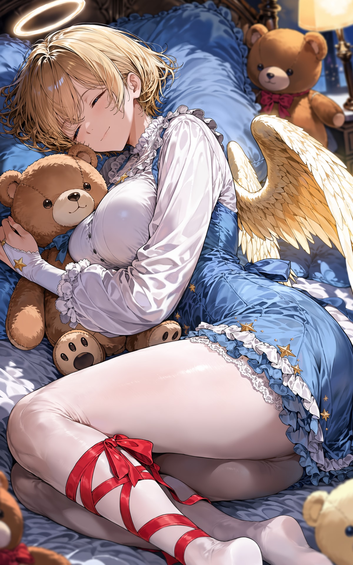 天使の寝間着とテディベア | の人気AIイラスト・グラビア
