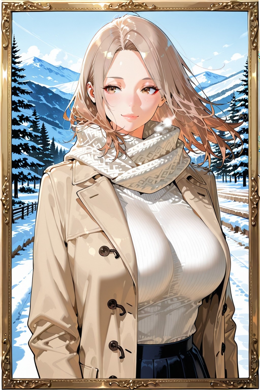 雪景色とお姉さん