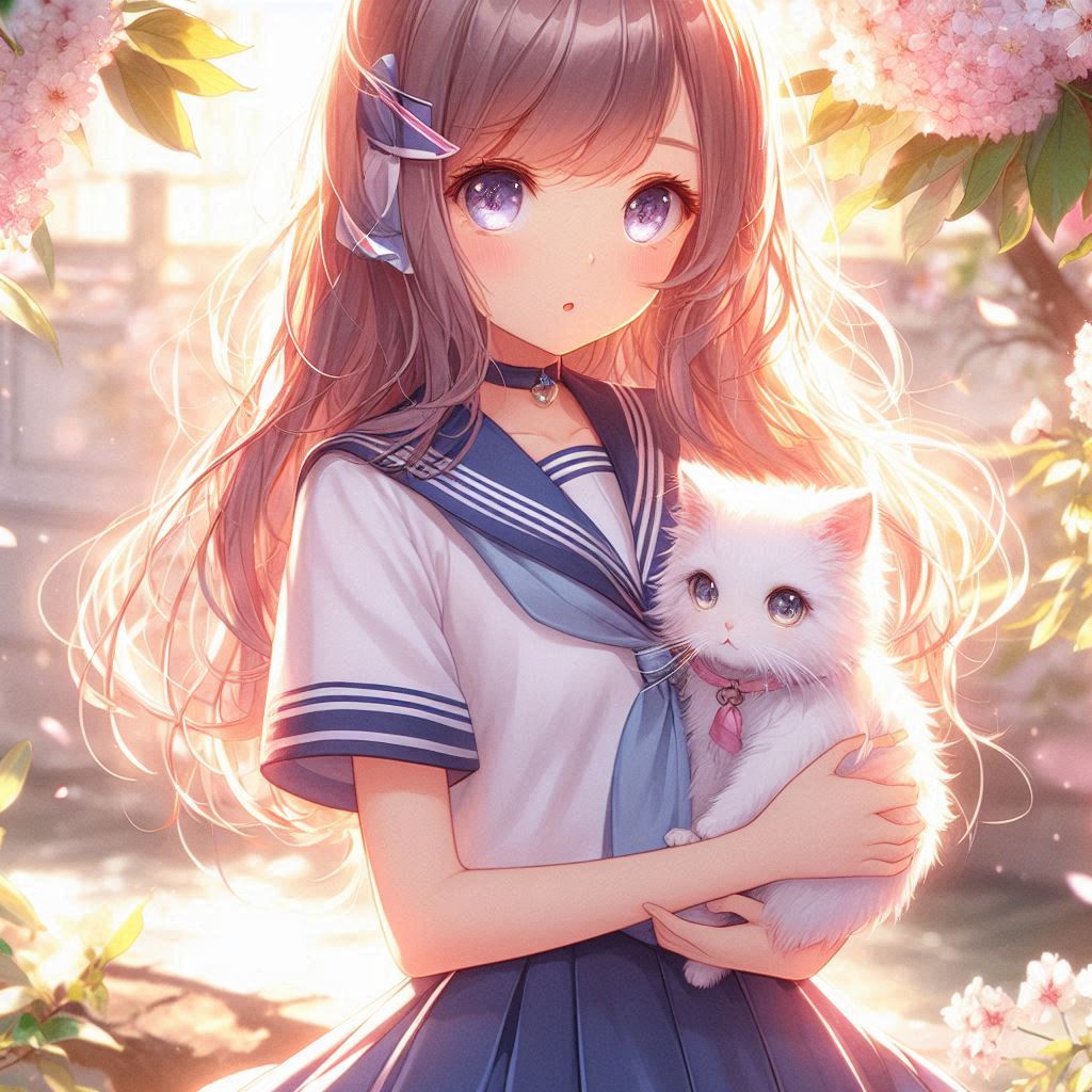 猫と少女(DALL-E)(4) | の人気AIイラスト・グラビア