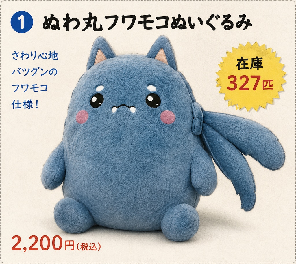ぬわ丸フワモコぬいぐるみ