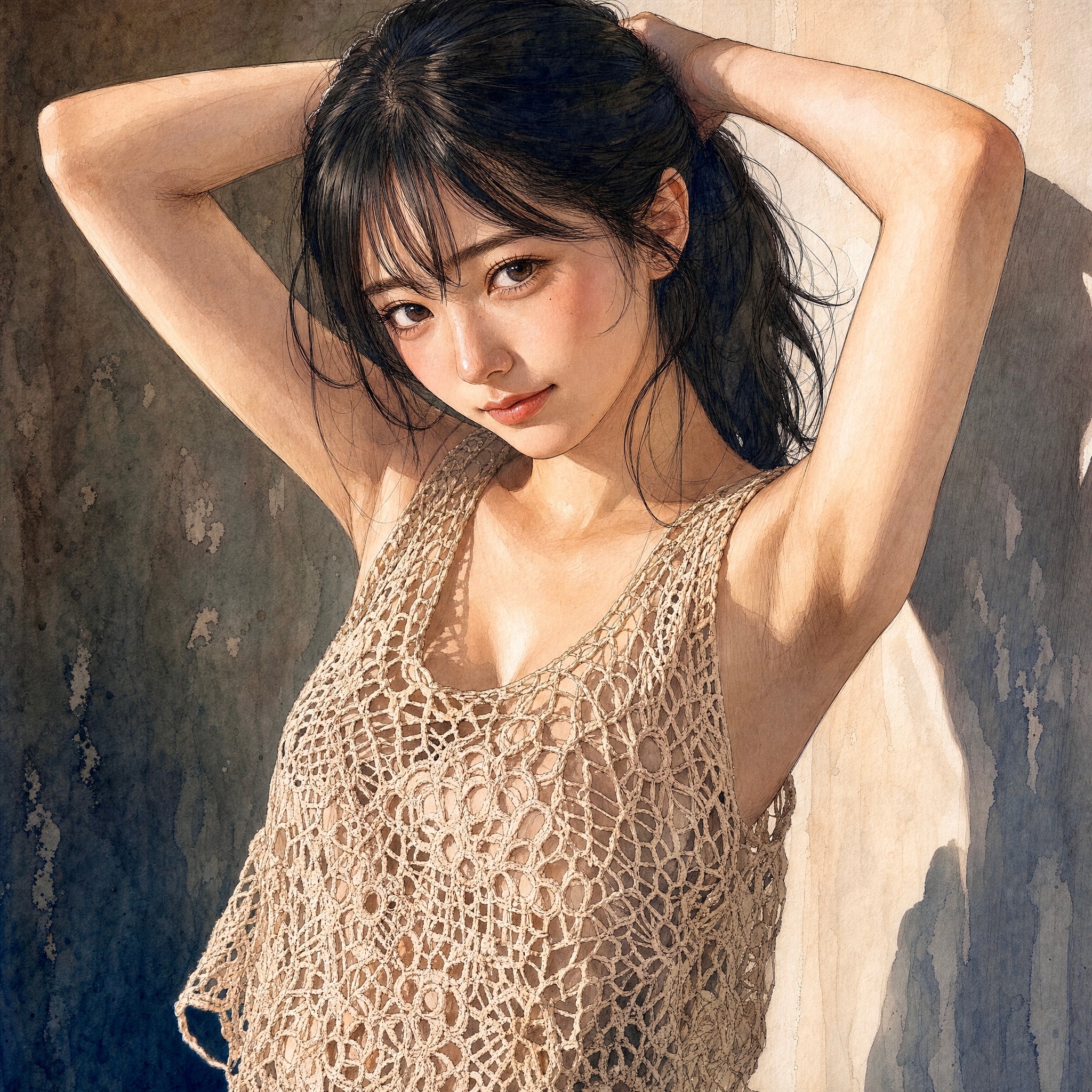 透かし編みニット