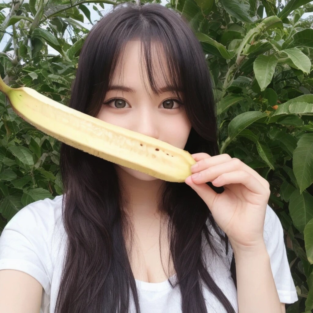 黒髪ロングでバナナの美女６７