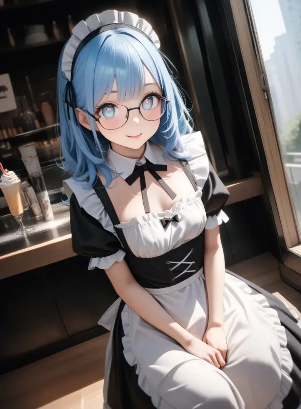 青髪メイドさん