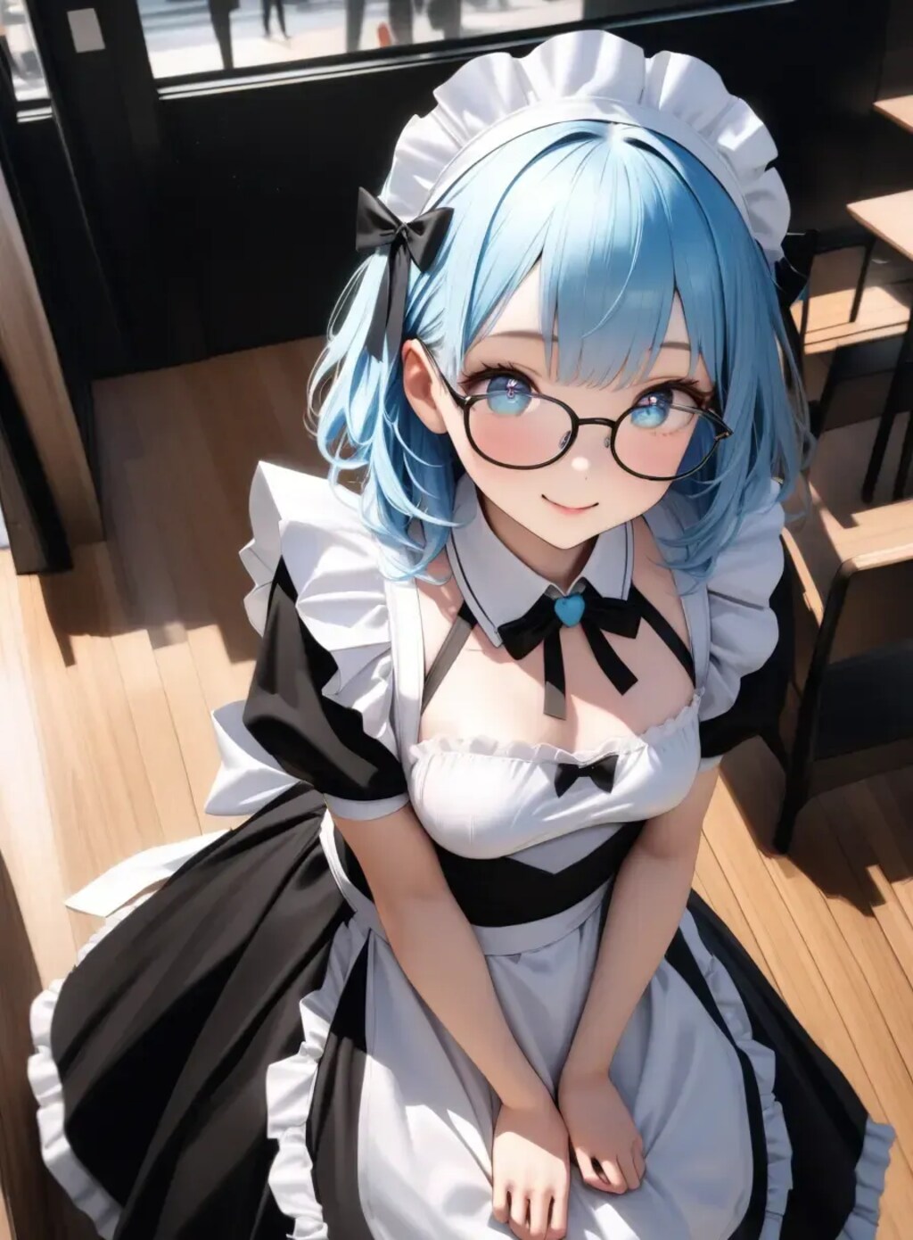 青髪メイドさん