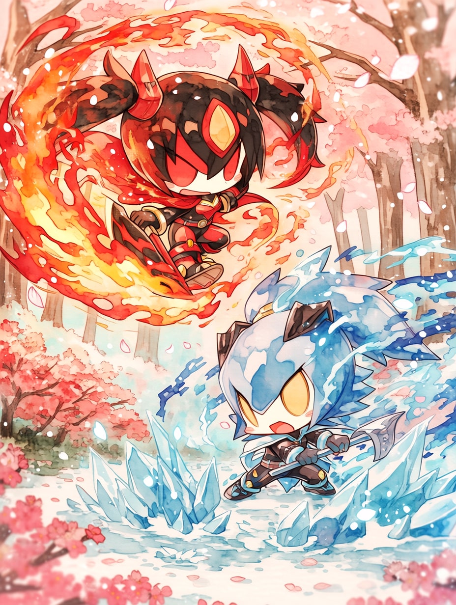 火VS氷 | の人気AIイラスト・グラビア