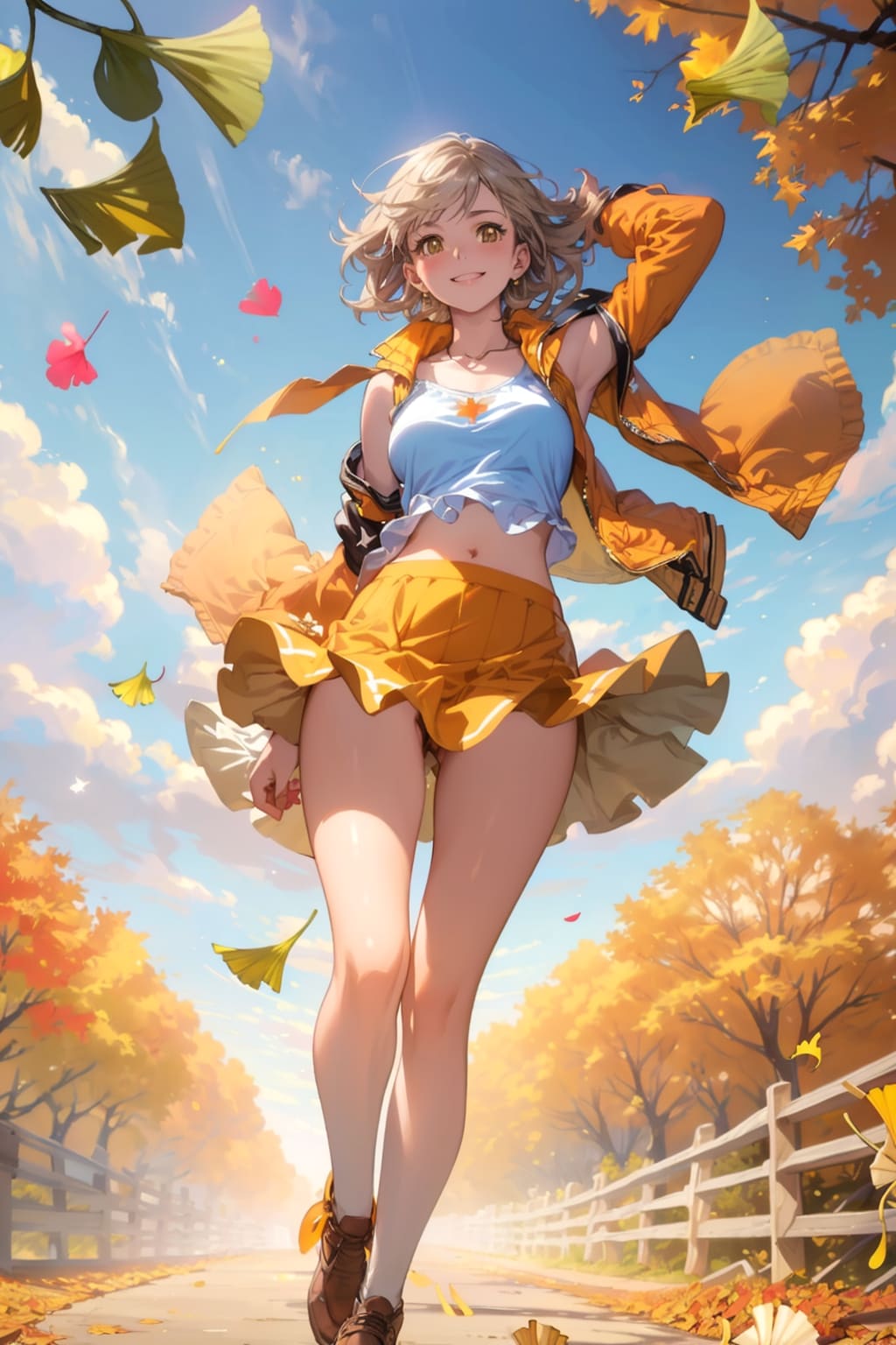 イチョウ並木の中