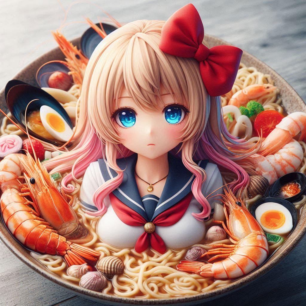 ツンデレギャルとseafood noodle
