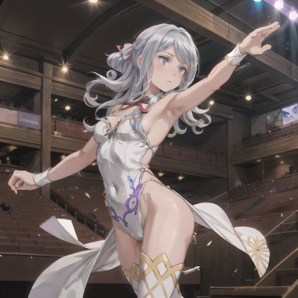 銀髪ロングでレオタードの少女６