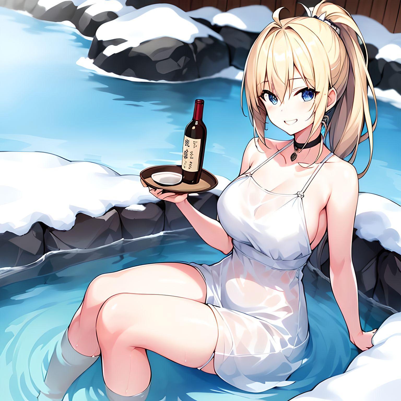 温泉で雪見酒その2