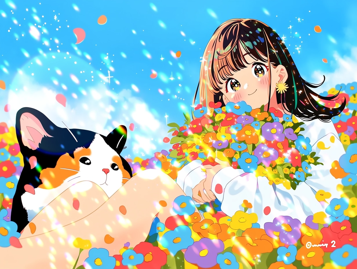 少女といっぱいの花束（１）niji7 | の人気AIイラスト・グラビア