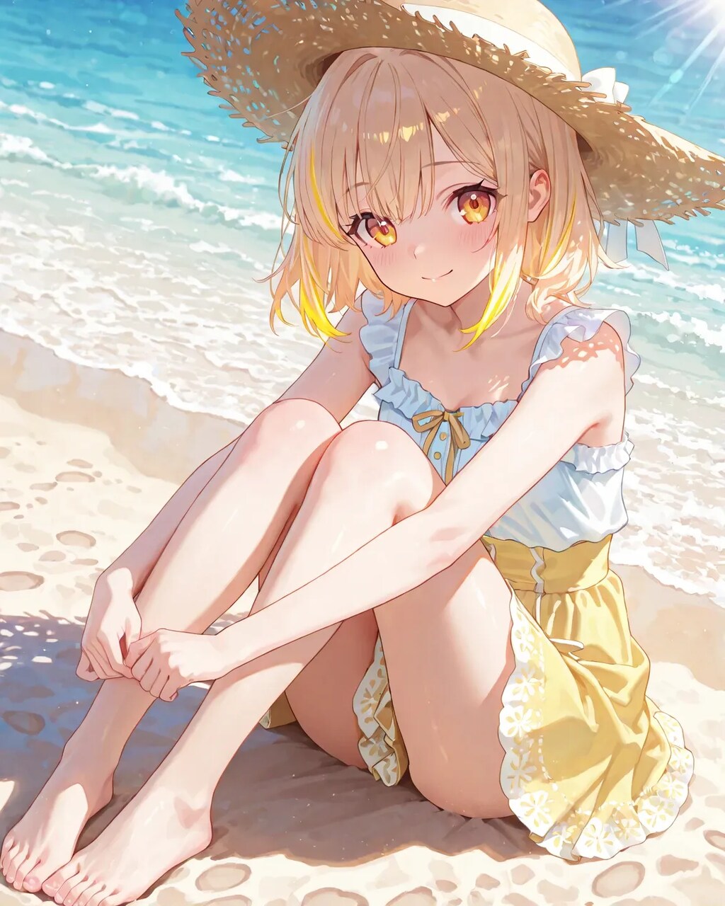 海でたたずむみつきちゃん