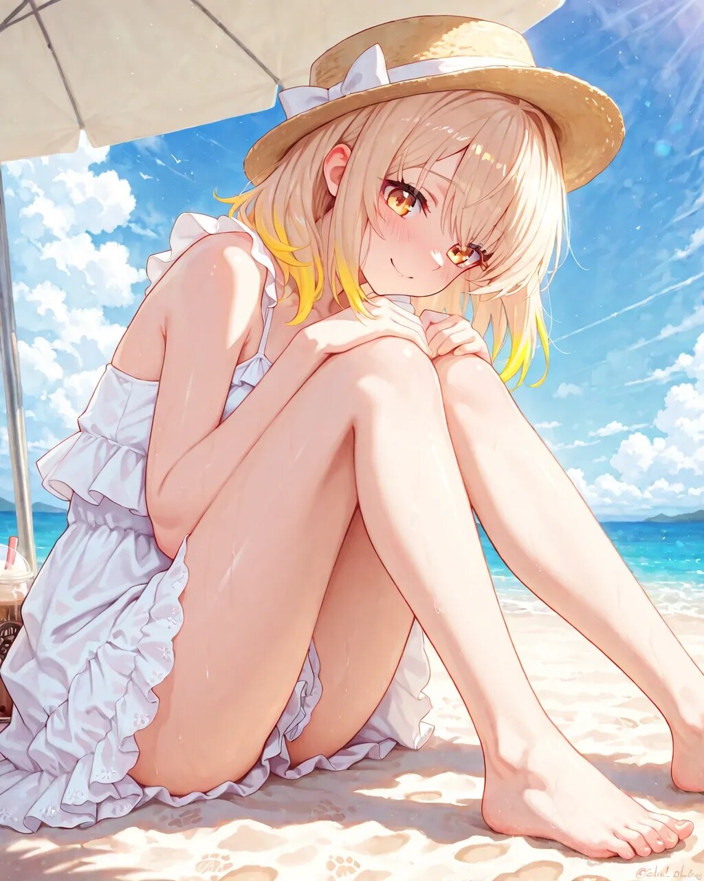 海でたたずむみつきちゃん